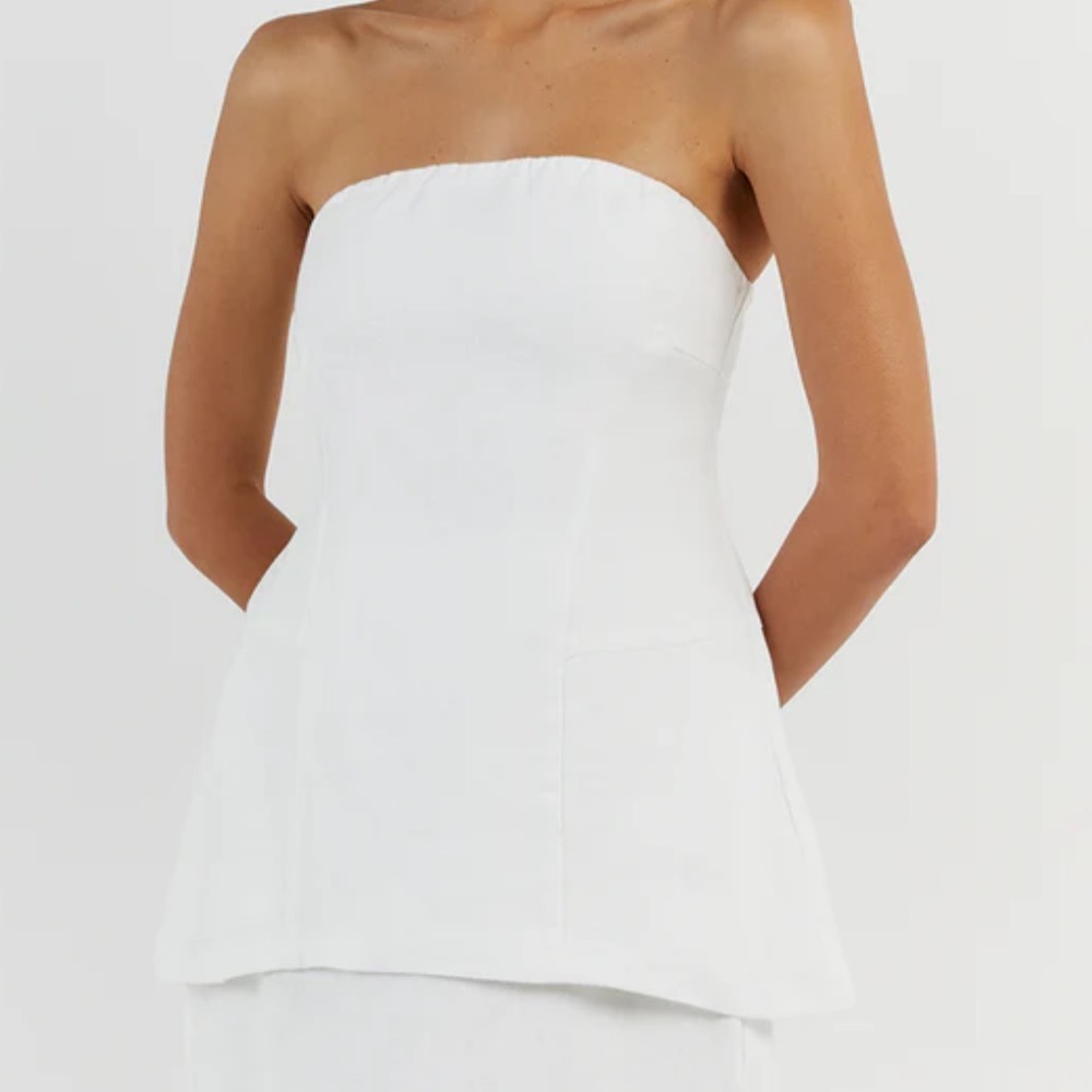 DISSH Lara White Linen Strapless Top